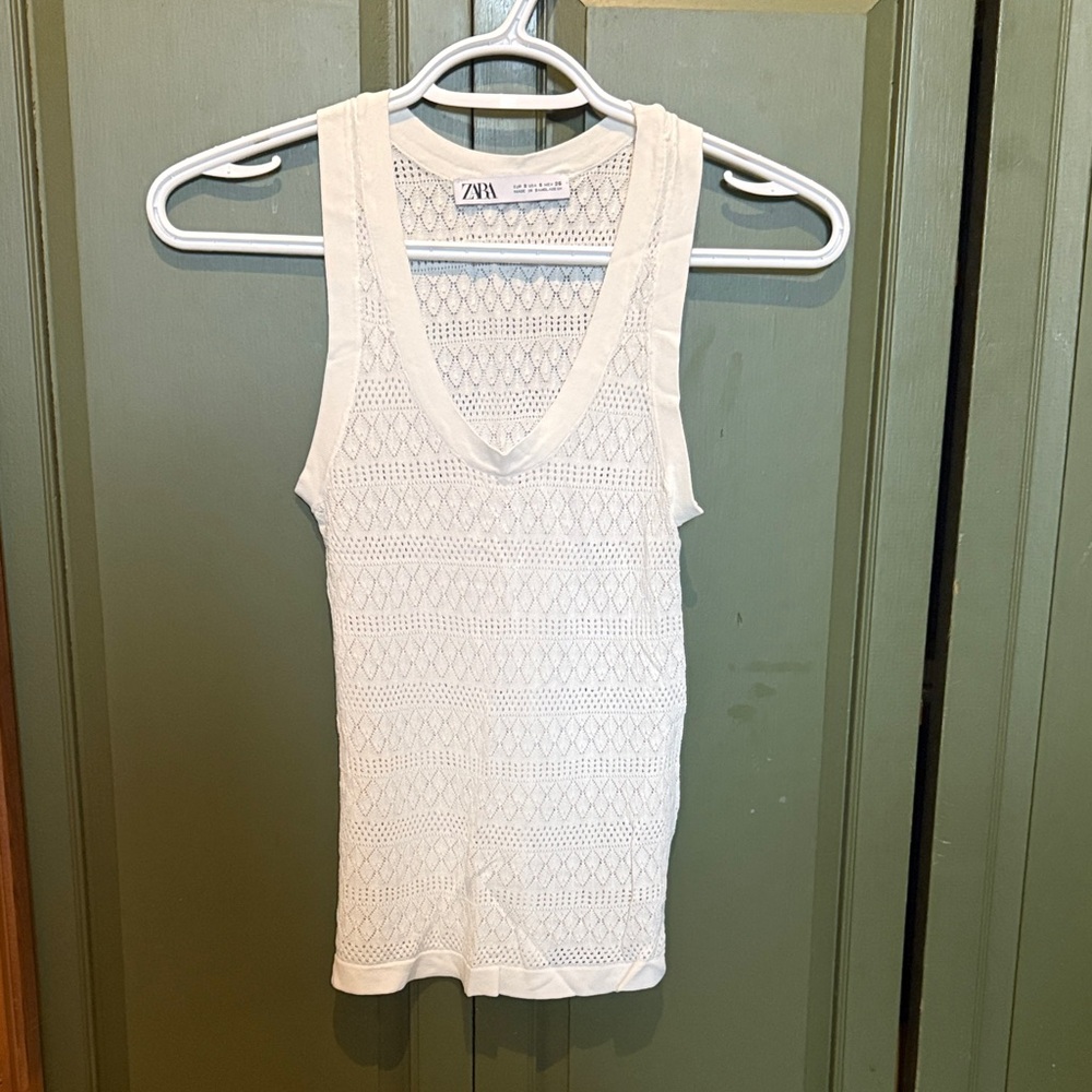 Zara Cream white Crochet Tank Top Small